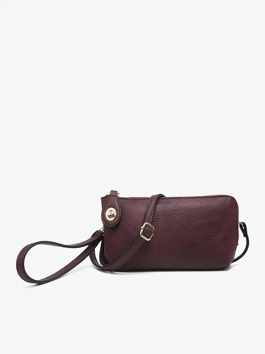 Burgundy Twist Lock Crossbody/Wristlet Bag
