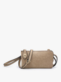 Taupe Twist Lock Crossbody/Wristlet Bag