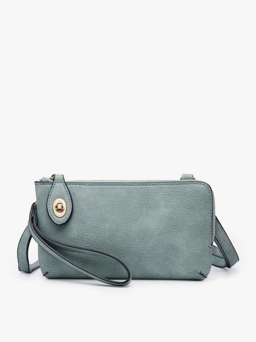Teal Twist Lock Crossbody/Wristlet Bag