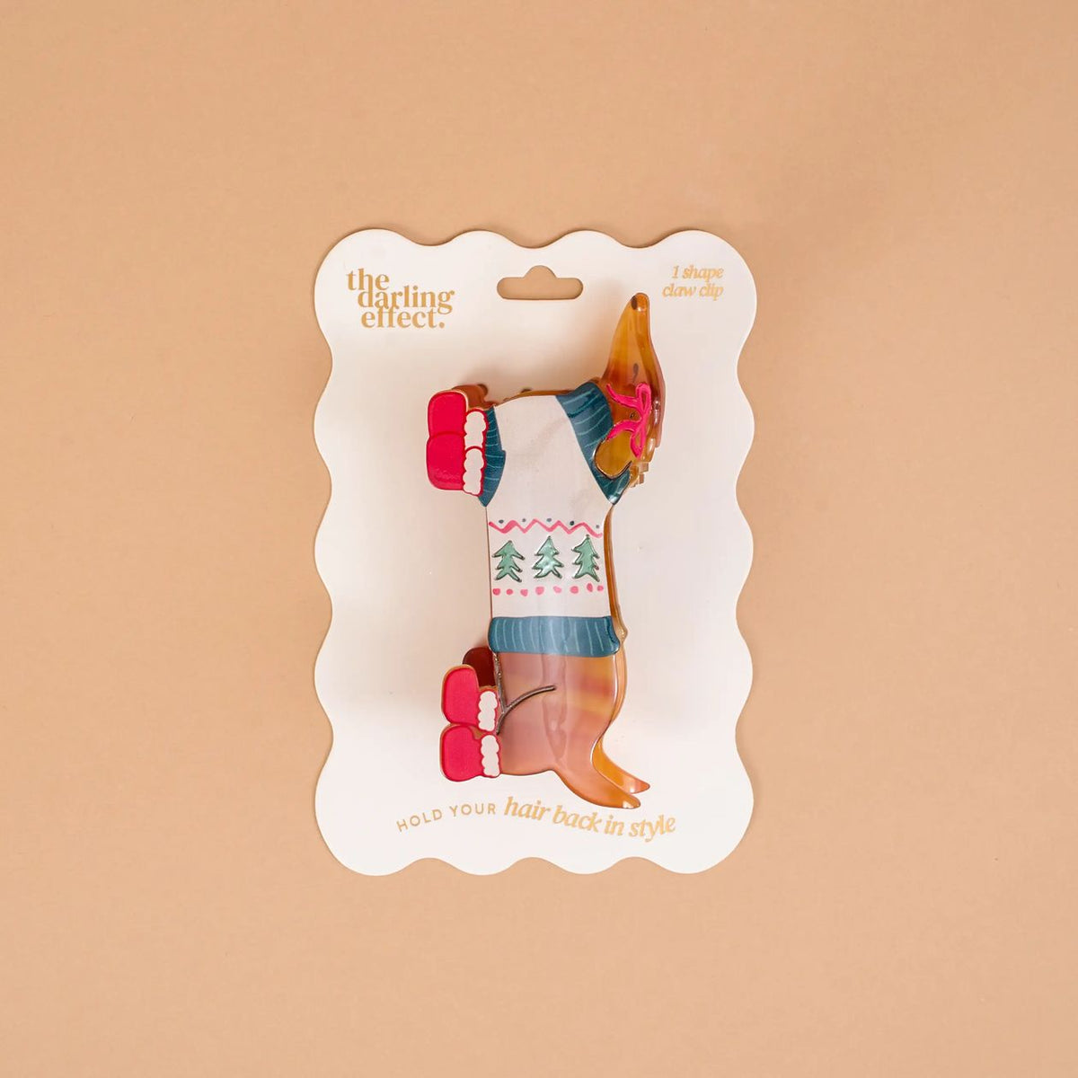Holiday Dashing Dachshund Claw Clip