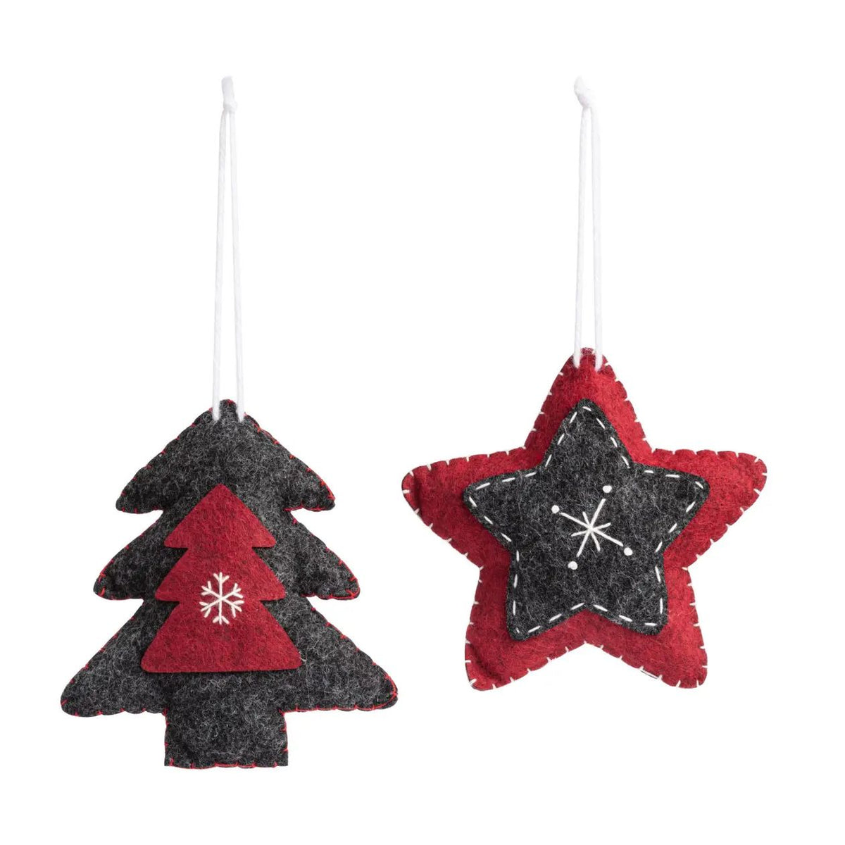 Red And Black Stitched Ornaments - 2 Options
