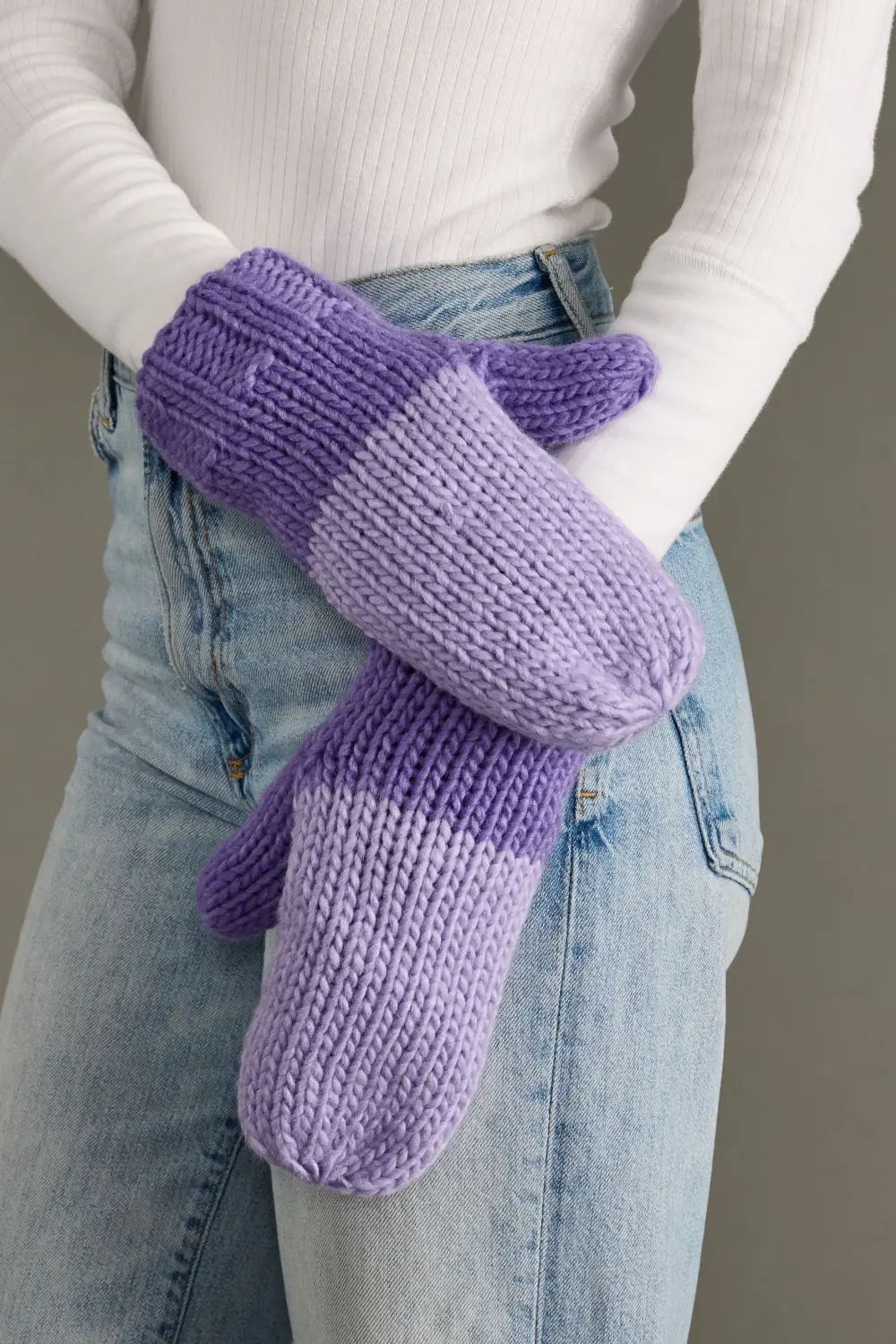 Purple Knit Mittens