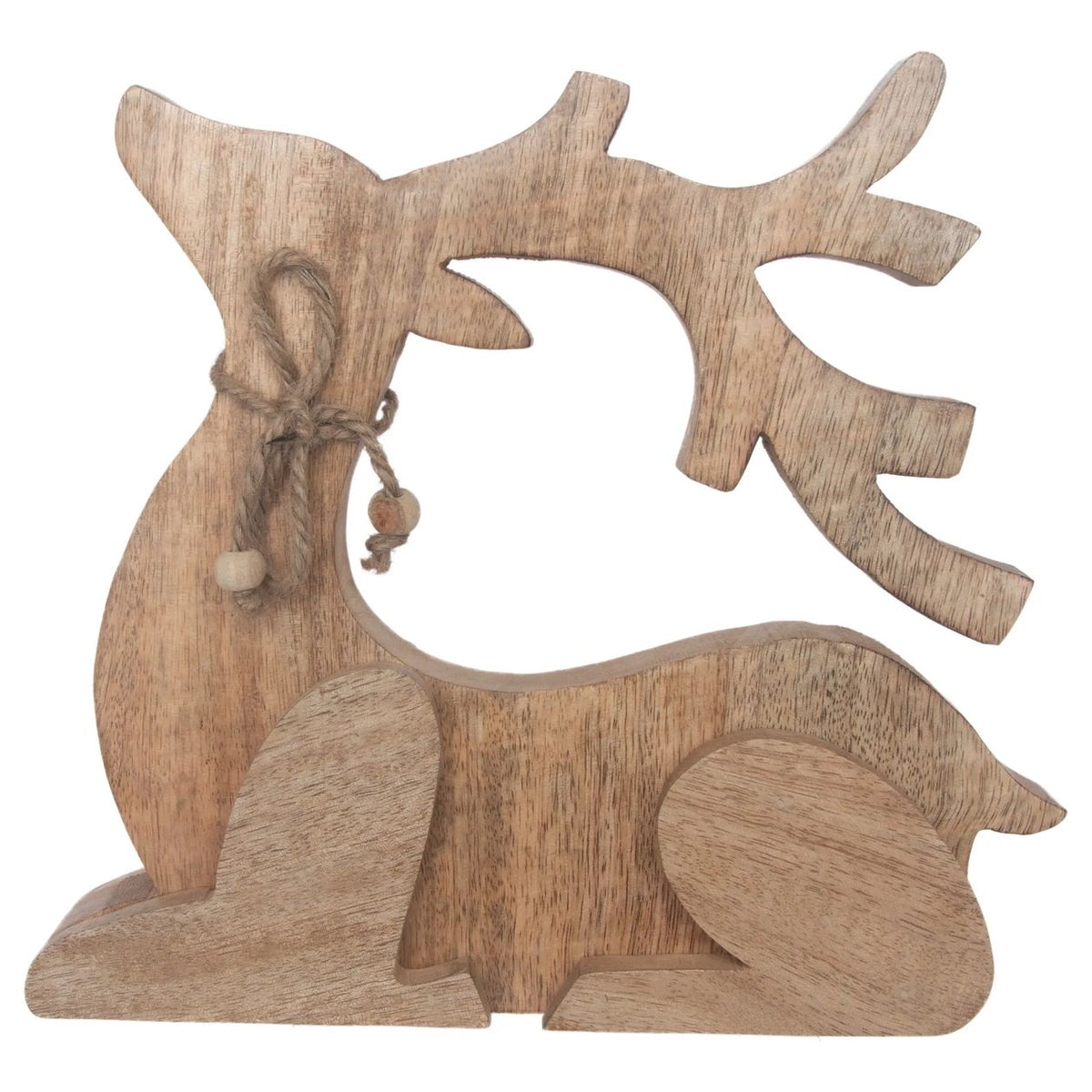 Wood Sitting Deer Decor