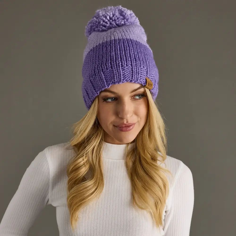 Purple Knit Pom Hat
