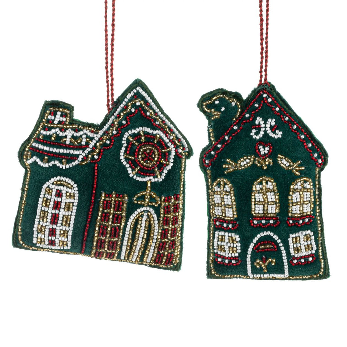 Home Green Beaded Pillow Ornaments - 2 Styles