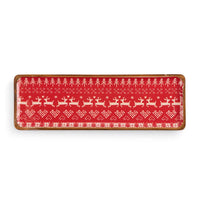 Red Scandi Knit Wood Enamel Tray