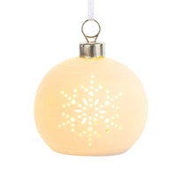 White Led Ceramic Round Snowflake Ornament