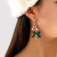 Glitter Candy Cane Dangle Earrings