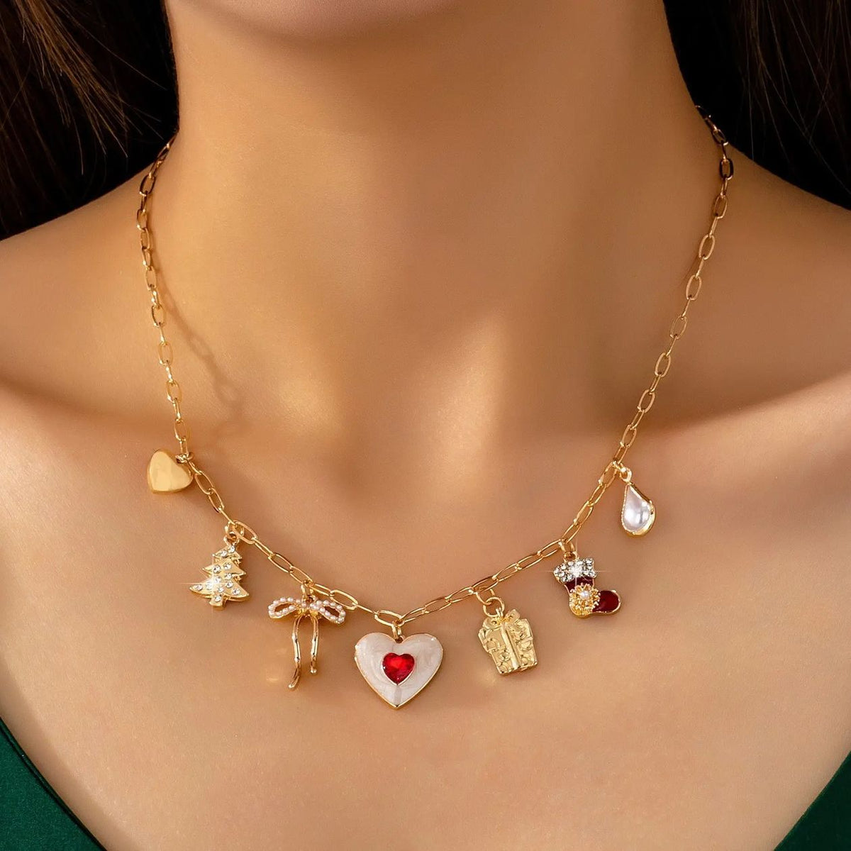 Christmas Holiday Charm Paperclip Necklace