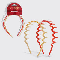 Red & Gold Plastic Zigzag Headbands 2pc Set