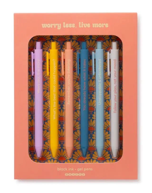Worry Less, Live More - Quotable Gel Pen Set
