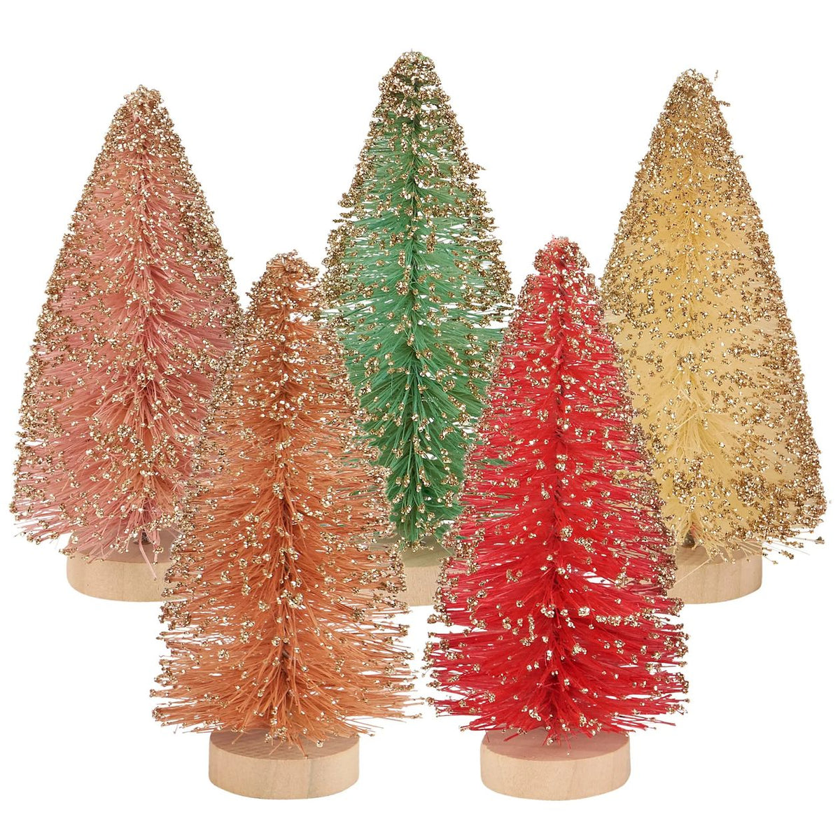 Pastel Bottle Brush Tree Set Of 5
