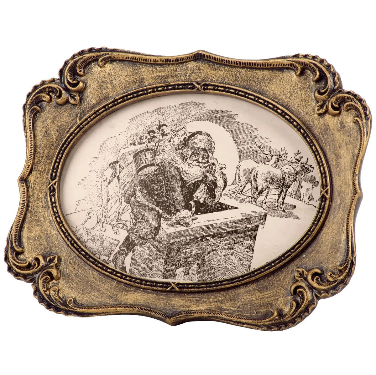 Rooftop Santa Framed Art