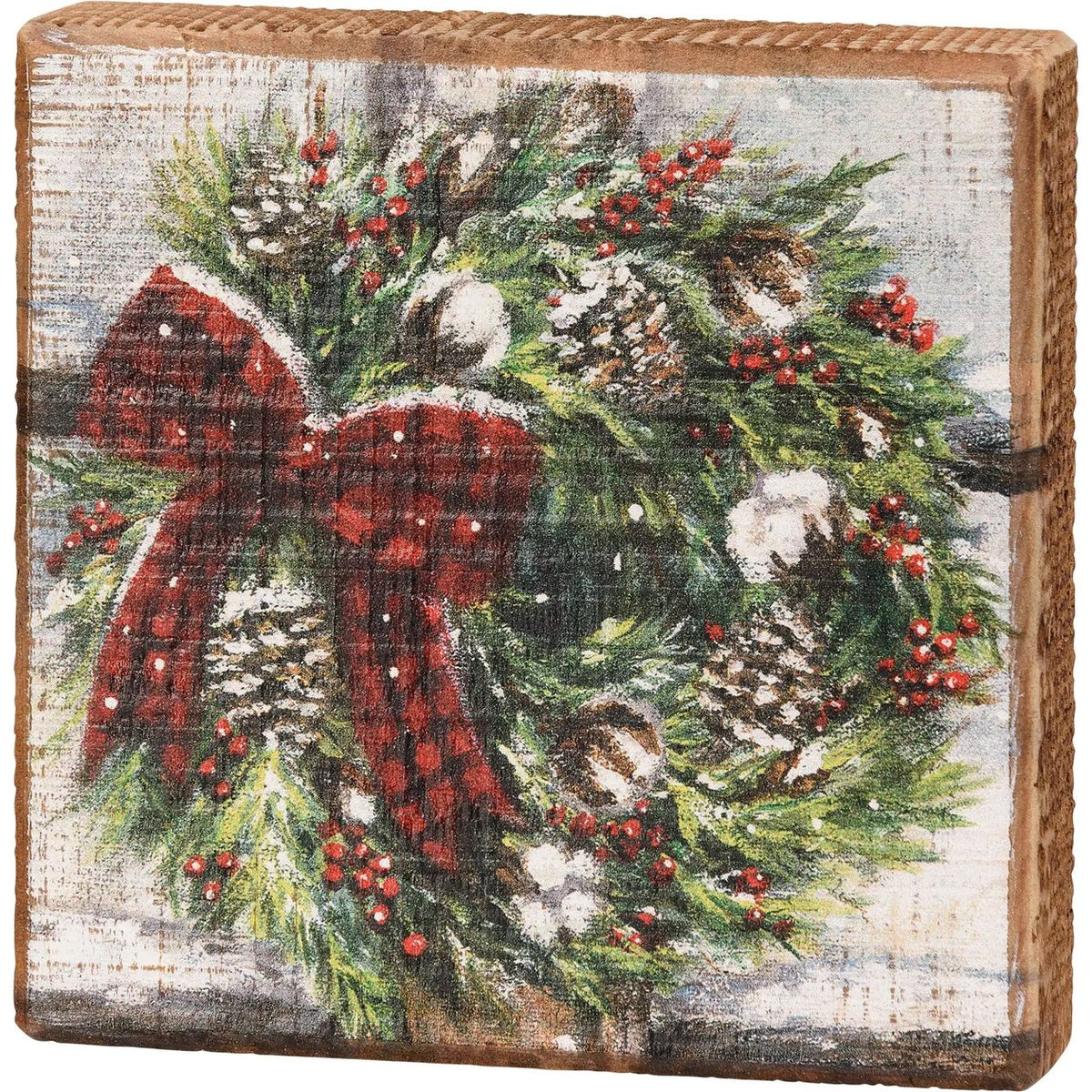 Winter Wreath Wood Sign