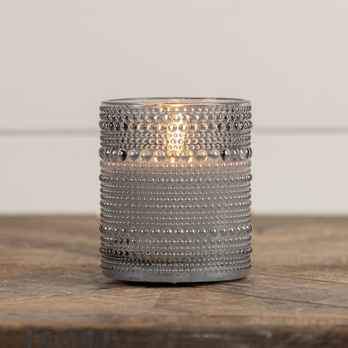 Grey Flameless Dotted 5" Candle