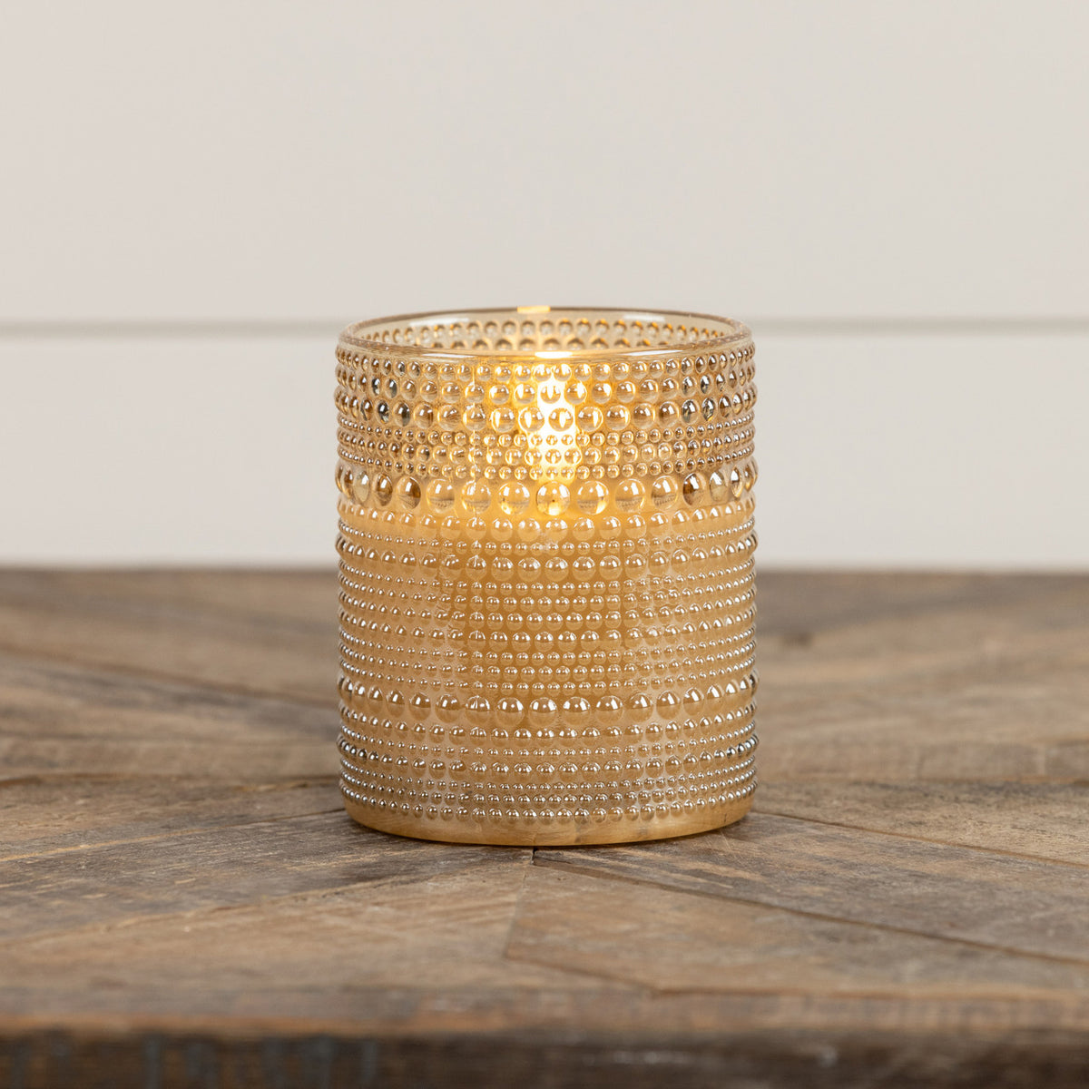 Champagne Flameless Dotted 5" Candle