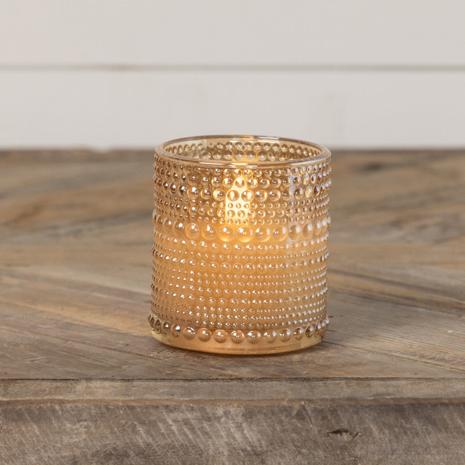 Champagne Flameless Dotted 3.25" Candle