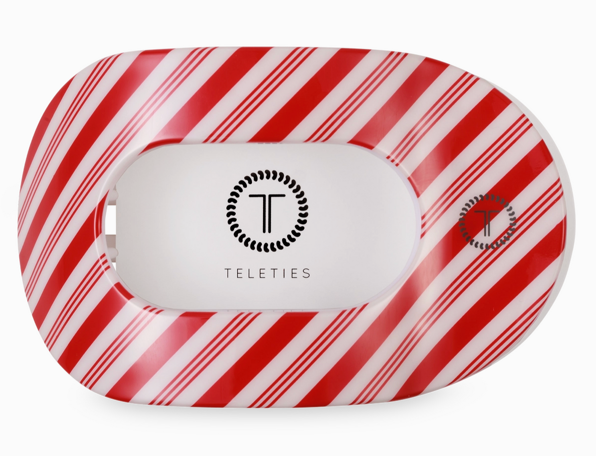 Teletie Flat Round Hair Clip - Large - Candy Cane Crush