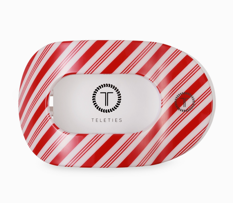 Teletie Flat Round Hair Clip - Medium - Candy Cane Crush