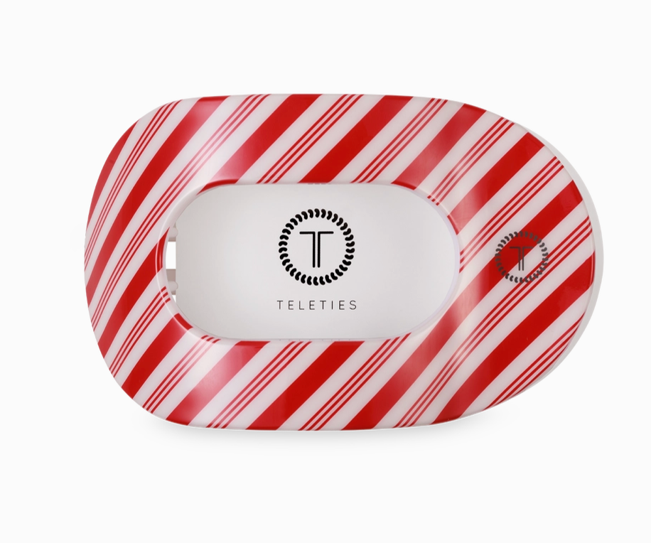 Teletie Flat Round Hair Clip - Small - Candy Cane Crush