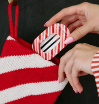 Teletie Flat Round Hair Clip - Small - Candy Cane Crush