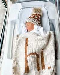 Pecan Hand Knit Baby Blanket