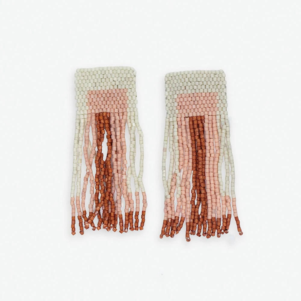 Ava Blush Beaded Fringe Earring