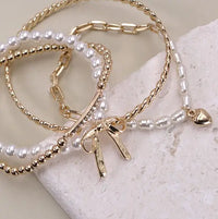 Bow Pearl Bracelet Set
