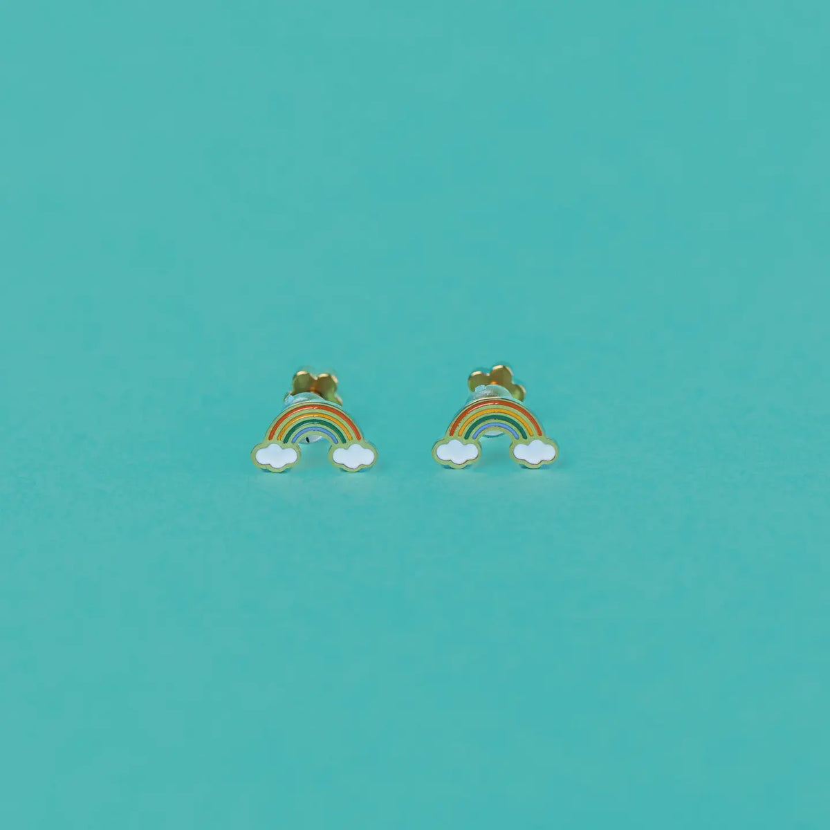 Rainbow Enamel Flat Back Kids Earrings