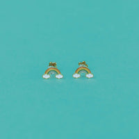 Rainbow Enamel Flat Back Kids Earrings