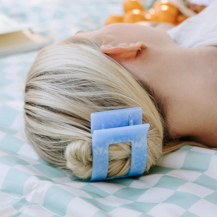 Teletie Flat Rectangle Hair Clip | Large | Blue Lagoon