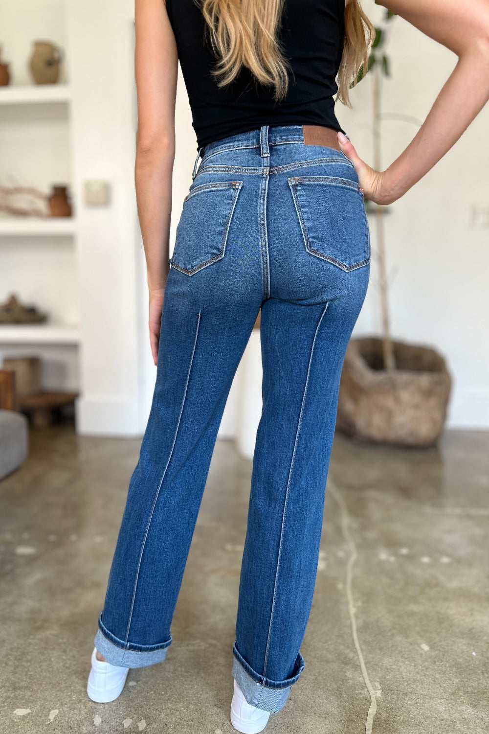 Online Exclusive JB High Waist Front Seam Detail Straight Jeans - DS