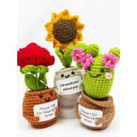 Positive Crochet Potted Succulent Keychain - Mystery Plant