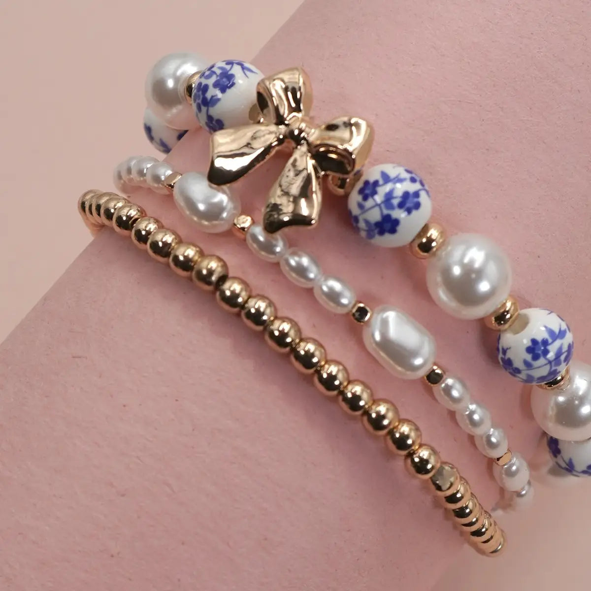 Blue Bow Multi Layer Bracelet