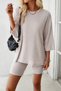 ONLINE EXCLUSIVE - Devine Ribbed Round Neck Top and Shorts Set - DS