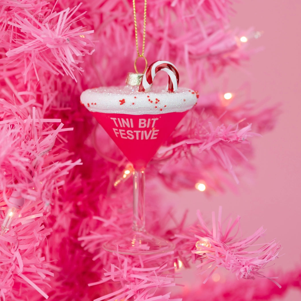 Tini Bit Festive - Holiday Martini - Glass Blown Holiday Ornament