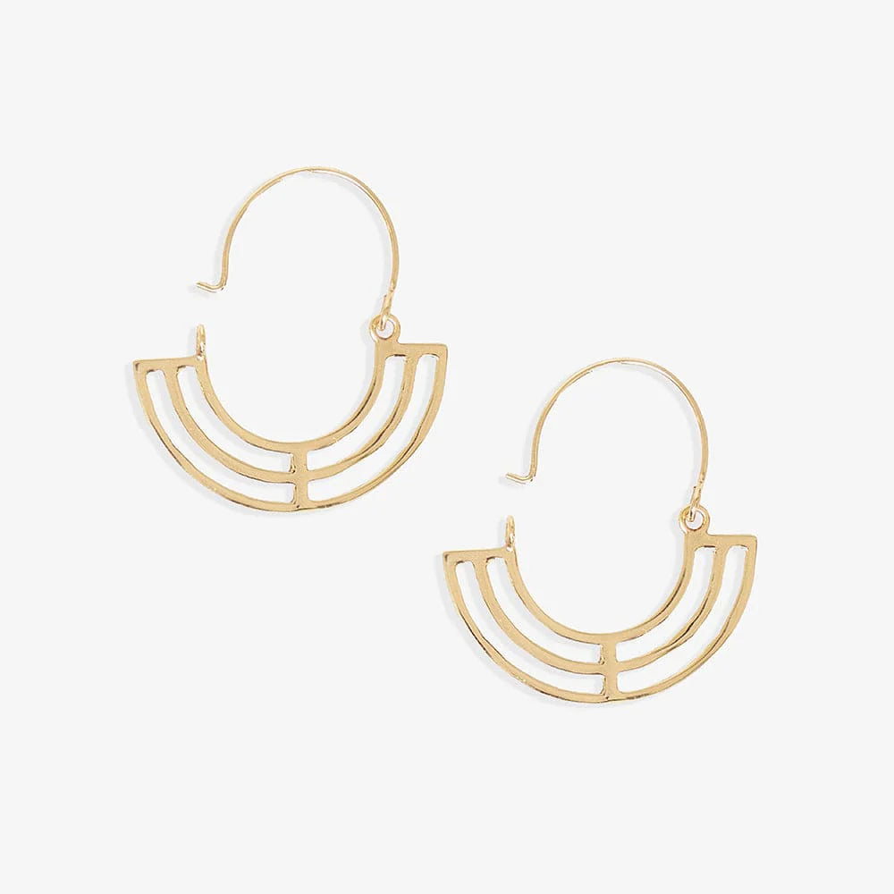 Gwen Half Circle Cut Out Earrings - Gold