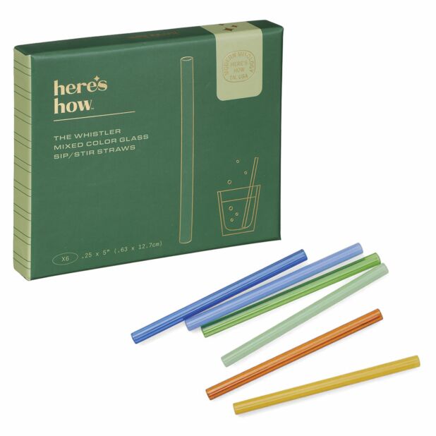 The Whistler Straw Set - Colored Glass - Set of 6 - NR