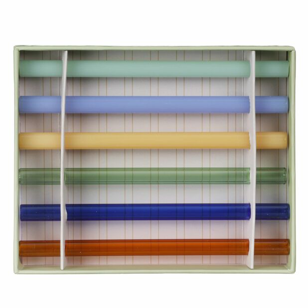 The Whistler Straw Set - Colored Glass - Set of 6 - NR
