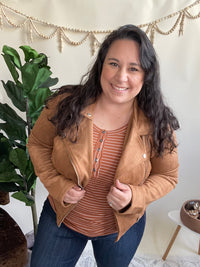 Arden Camel Suede Moto Jacket