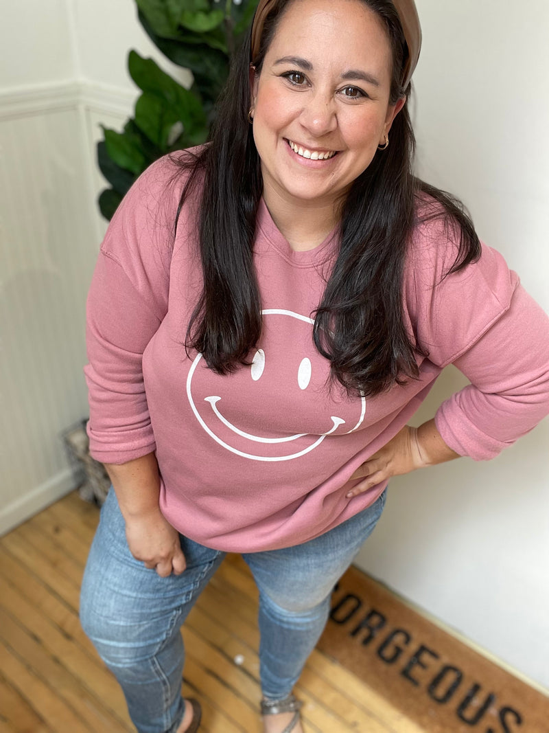 Happy Face Mauve Soft Sweatshirt