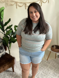 Light Wash Drawstring Jean Shorts
