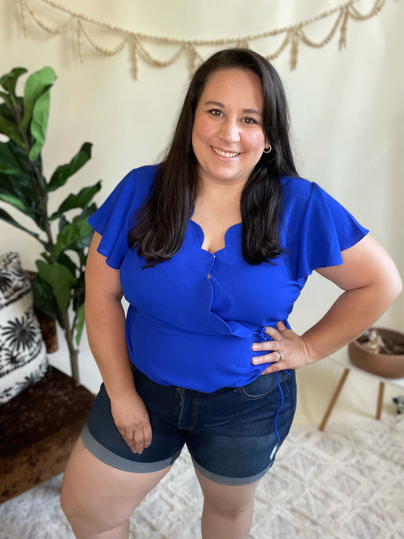 Azul Scallop Wrap Top
