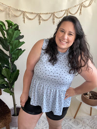 Dusty Blue Polka Dot Tank
