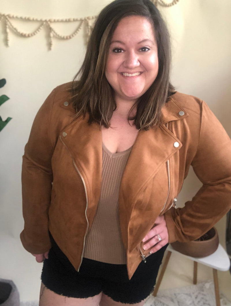 Arden Camel Suede Moto Jacket