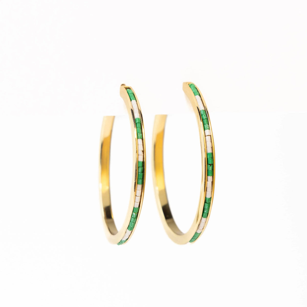 Lulu Beaded Hoop Earring - Kelly Green