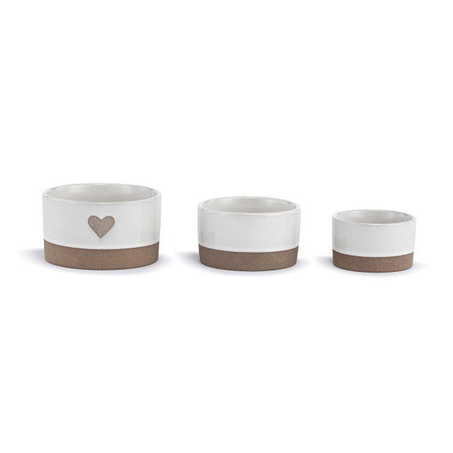 Cream Heart Nesting Prep Bowls- 3 Piece