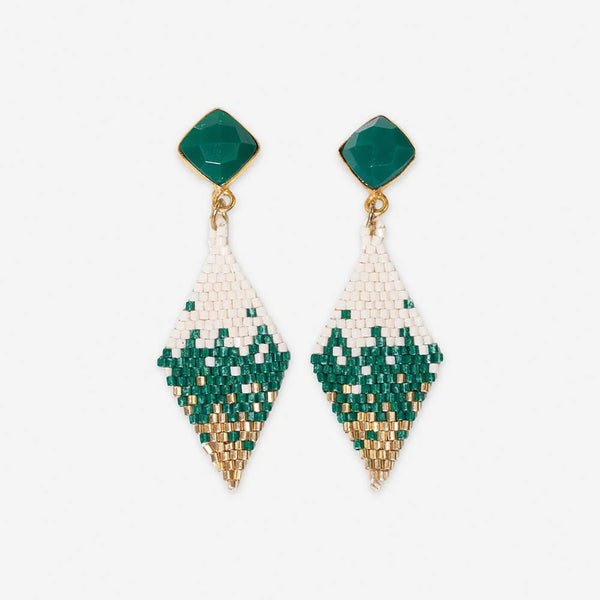 Sky Emerald Beaded Diamond Dangle Earring