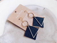 Leather Triangle Dangle Earrings - Assorted Colors