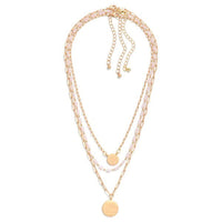 Gold Beads + Chain Link Pendant Necklace - Set of 3